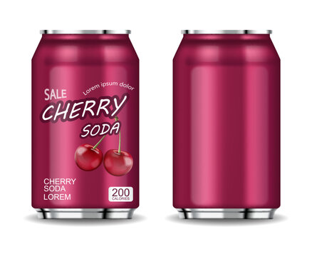 Cherry soda Vector realistic isolated on white 3d illustrations