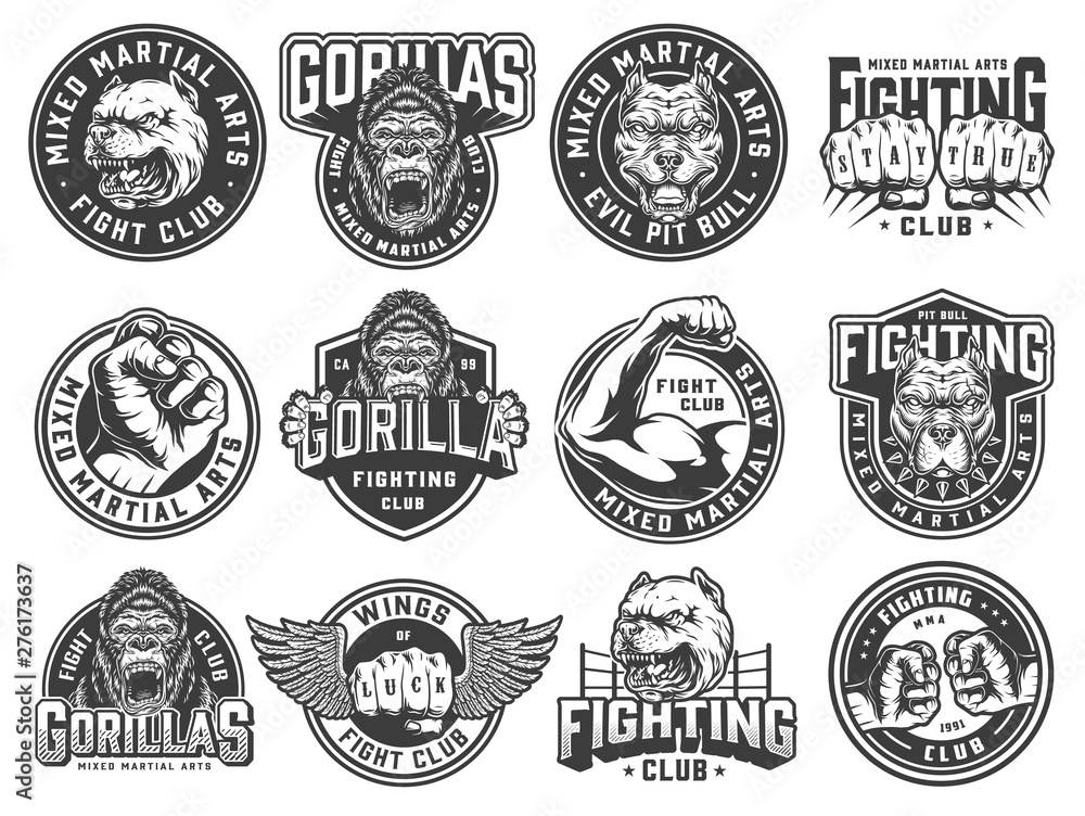 Canvas Prints Vintage monochrome fight club labels