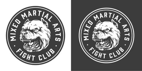 Vintage fight club monochrome round label