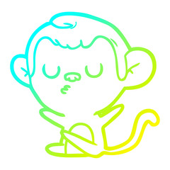 cold gradient line drawing cartoon monkey