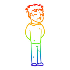 rainbow gradient line drawing cartoon man standing