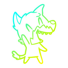 cold gradient line drawing laughing fox cartoon