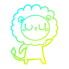 cold gradient line drawing cartoon lion