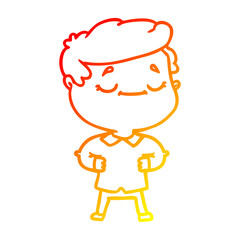 warm gradient line drawing cartoon proud man