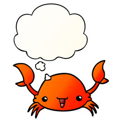 cartoon crab and thought bubble in smooth gradient style