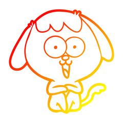 warm gradient line drawing cute cartoon dog