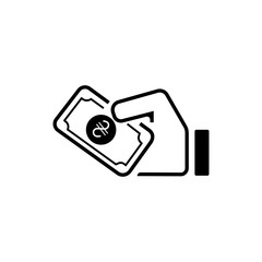 Hand with cash. Modern flat design.Payment method vector icon