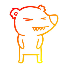 warm gradient line drawing angry polar bear cartoon