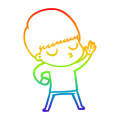 rainbow gradient line drawing cartoon calm boy