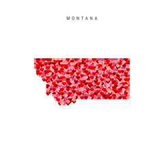 I Love Montana. Red Hearts Pattern Vector Map of Montana