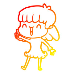 warm gradient line drawing cartoon woman