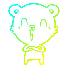 cold gradient line drawing happy cartoon bear