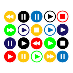 Set of musical buttons multi-colored. Flat design.