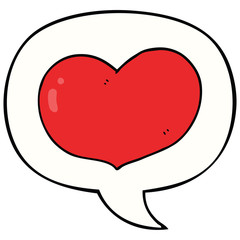 cartoon love heart and speech bubble
