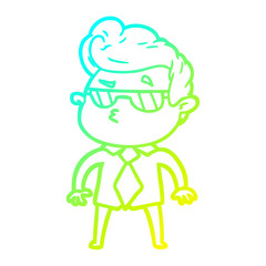 cold gradient line drawing cartoon cool guy