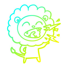 cold gradient line drawing cartoon roaring lion