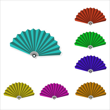Set of multicolored female fans, flat design