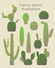 set of vector cactus
