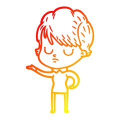 warm gradient line drawing cartoon woman