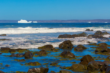 An iceberg along the Newfoundland coastline in summer, very popular with tourist.