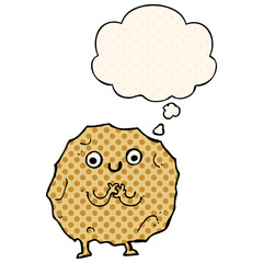 cartoon rock character and thought bubble in comic book style