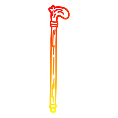 warm gradient line drawing cartoon walking stick