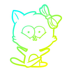 cold gradient line drawing cartoon cat