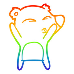 rainbow gradient line drawing cartoon whistling bear
