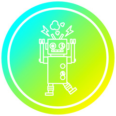 malfunctioning robot circular in cold gradient spectrum