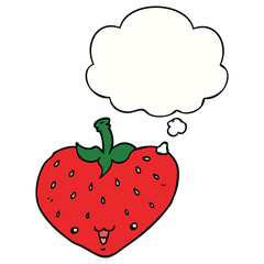 cartoon strawberry and thought bubble