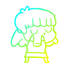 cold gradient line drawing cartoon indifferent woman