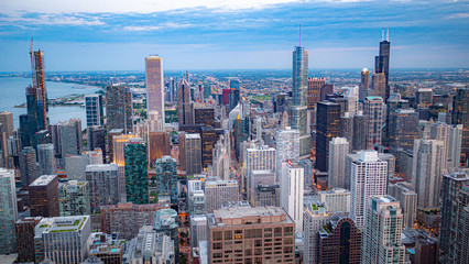 Aerial view over Chicago in the evening - travel photography
