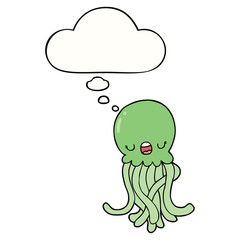 cartoon jellyfish and thought bubble