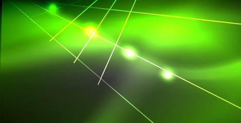 Neon glowing lines, magic energy space light concept, abstract background wallpaper design