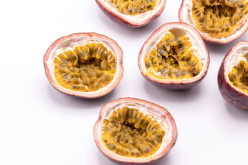 Passion fruits isolate on white background.Passion fruit is a flowering tropical vine.