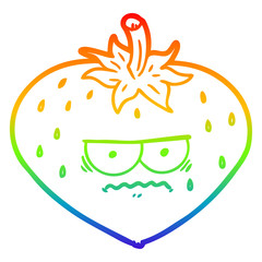 rainbow gradient line drawing cartoon strawberry