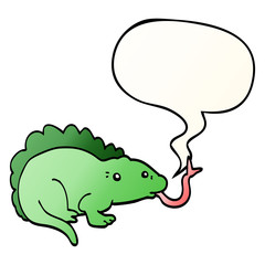 cartoon lizard and speech bubble in smooth gradient style