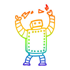 rainbow gradient line drawing cartoon giant robot