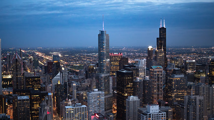 Chicago in the evening - aerial view - travel photography