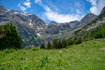 Fototapeta premium Plains of La Larry in National Park of Ordesa and Monte Perdido. Valley of Pineta, Bielsa, Spain.