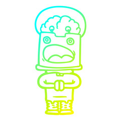 cold gradient line drawing cartoon robot
