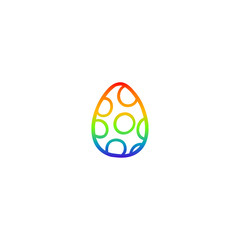 rainbow gradient line drawing cartoon painted easter egg
