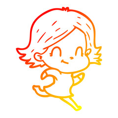 warm gradient line drawing cartoon friendly girl