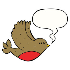 cartoon flying bird and speech bubble