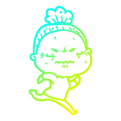 Obraz premium cold gradient line drawing cartoon annoyed old lady