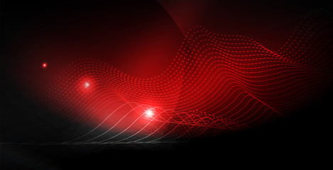 Obraz premium Glossy shiny glowing neon waves