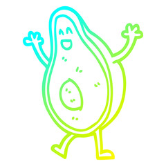 cold gradient line drawing cartoon dancing avocado