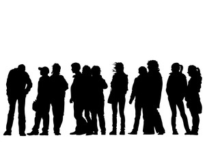 Big crowds people on white background