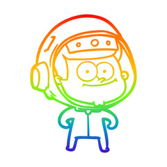 rainbow gradient line drawing happy astronaut cartoon