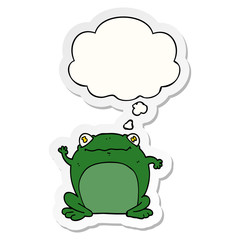 cartoon frog and thought bubble as a printed sticker
